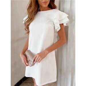 Ruffled Layered Short Sleeve Mini Dress
